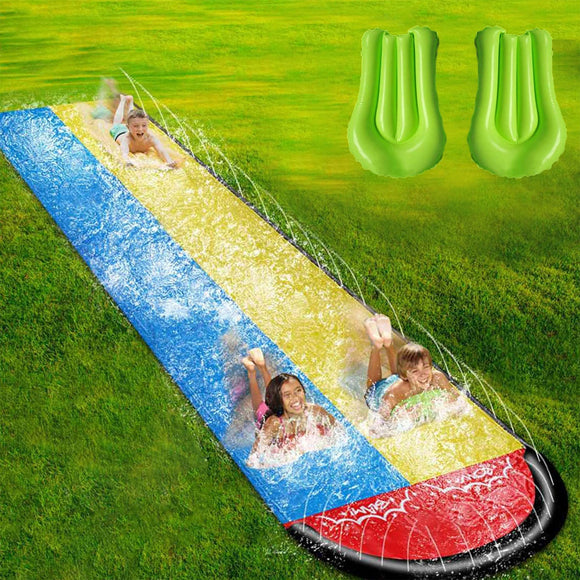 Dual Lane Slip 'N Slide with 2 Inflatable Sleds-TopOnlineBargains.Com