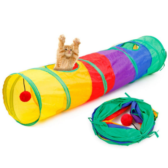 Folding Tunnel 2 Holed Cat Toy-TopOnlineBargains.Com